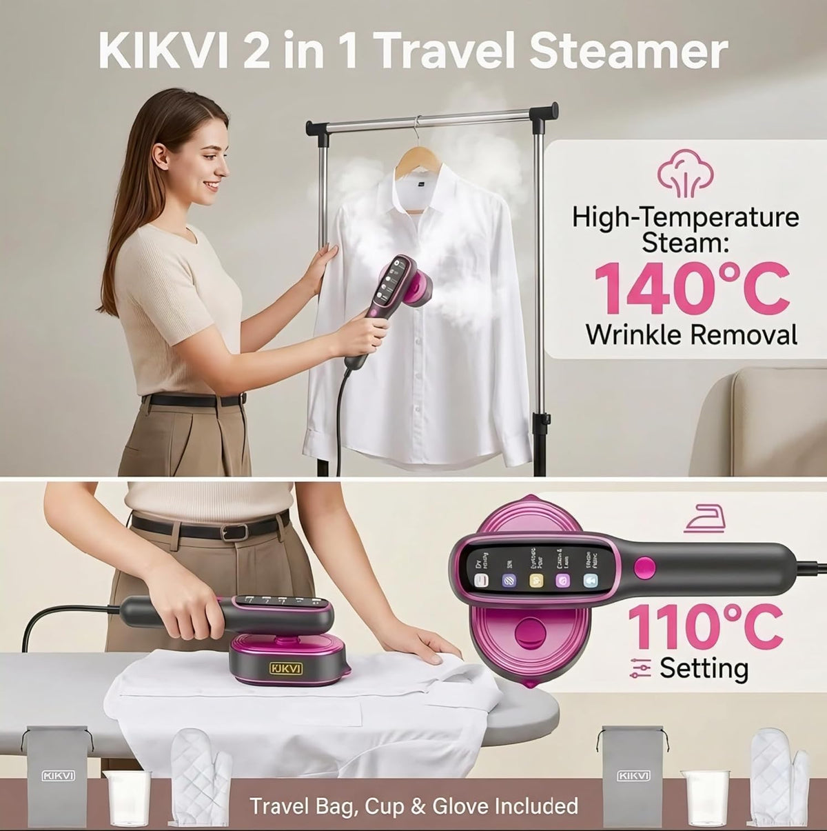 Portable Steam Iron | 2-in-1 Handheld Garment Steamer & Iron | 70% OFF Today